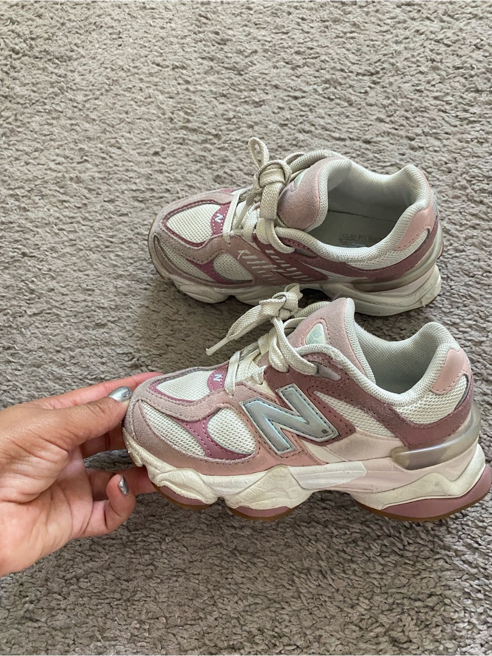 Girls New Balance White and Pink Athletic Sneaker